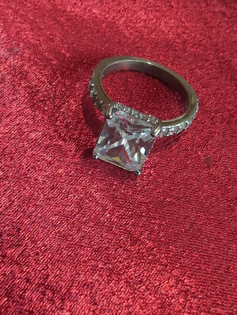 Classic Square-Cut Solitaire Ring in Silver with Clear Stone